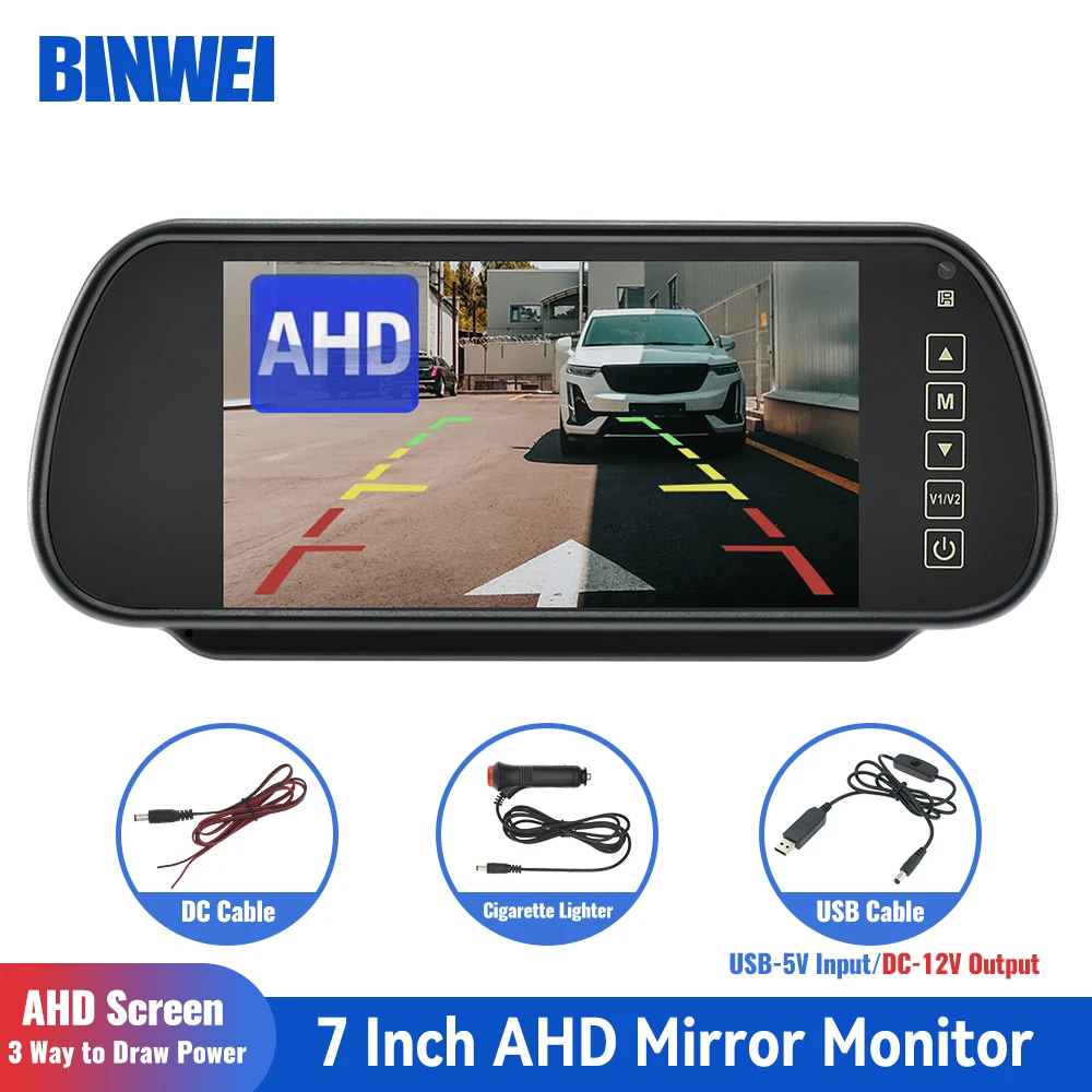 BINWEI 7 Inch AHD Monitor Car Screen for Car Camera for Fishing Vehicle 7