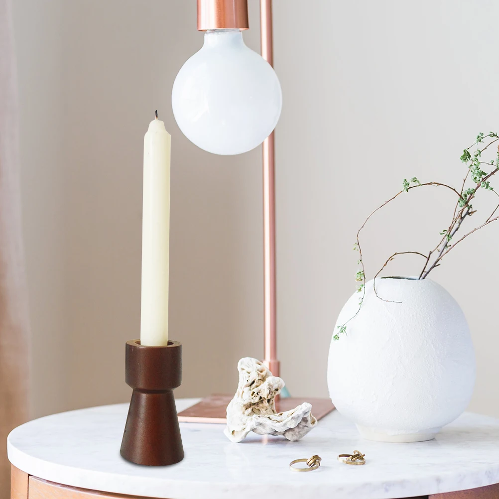 

2Pcs Modern Wooden Holder Delicate Tea Light Stand for Indoor Home Bar Coffee Shop Decoration Wooden Candlestick