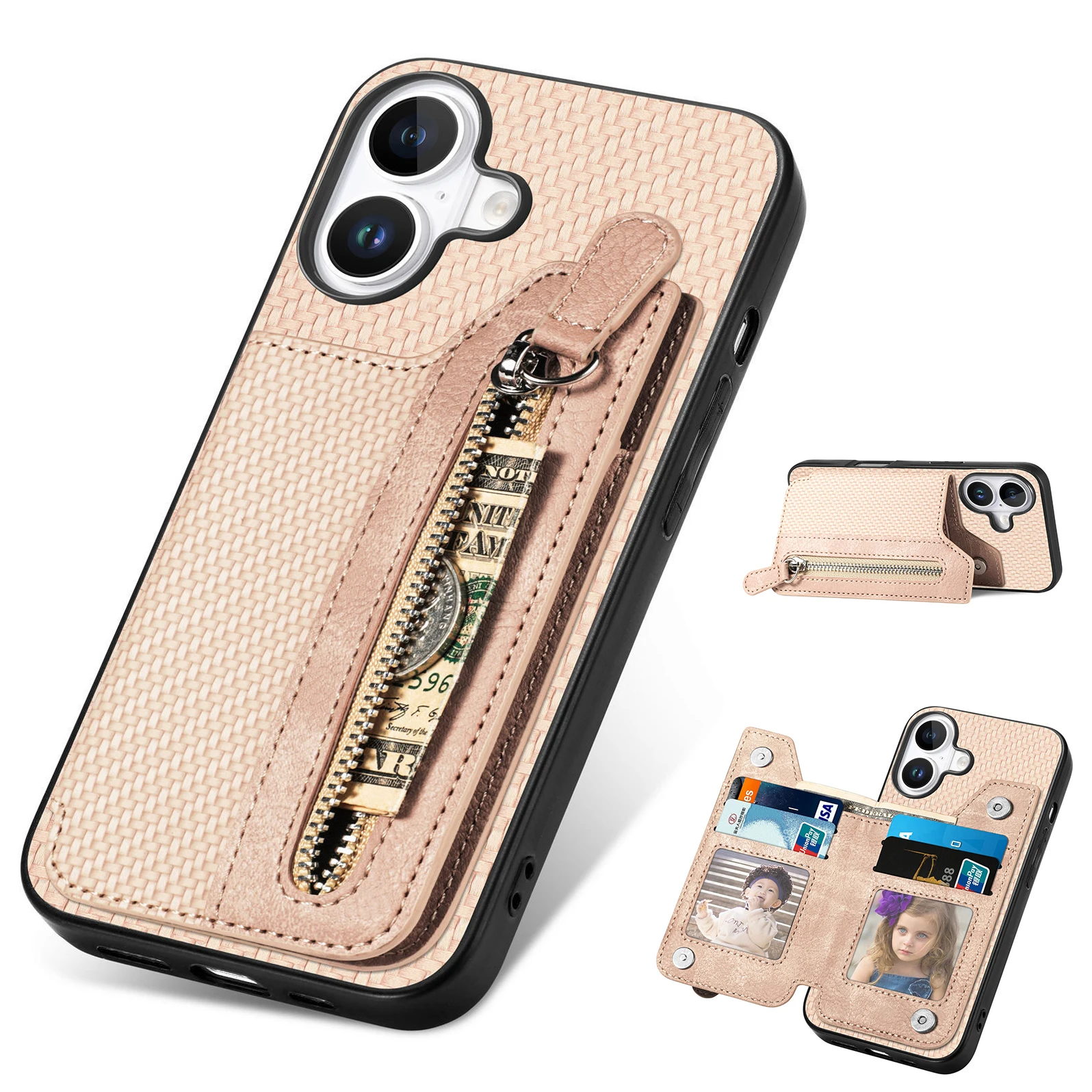 حافظة محفظة جيب بسحاب لهاتف هواوي بورا 80 70 P50 برو ميت 70 اير 60 نوفا 14 الترا 13 12 ستوكات 4 بطاقات غطاء للحماية