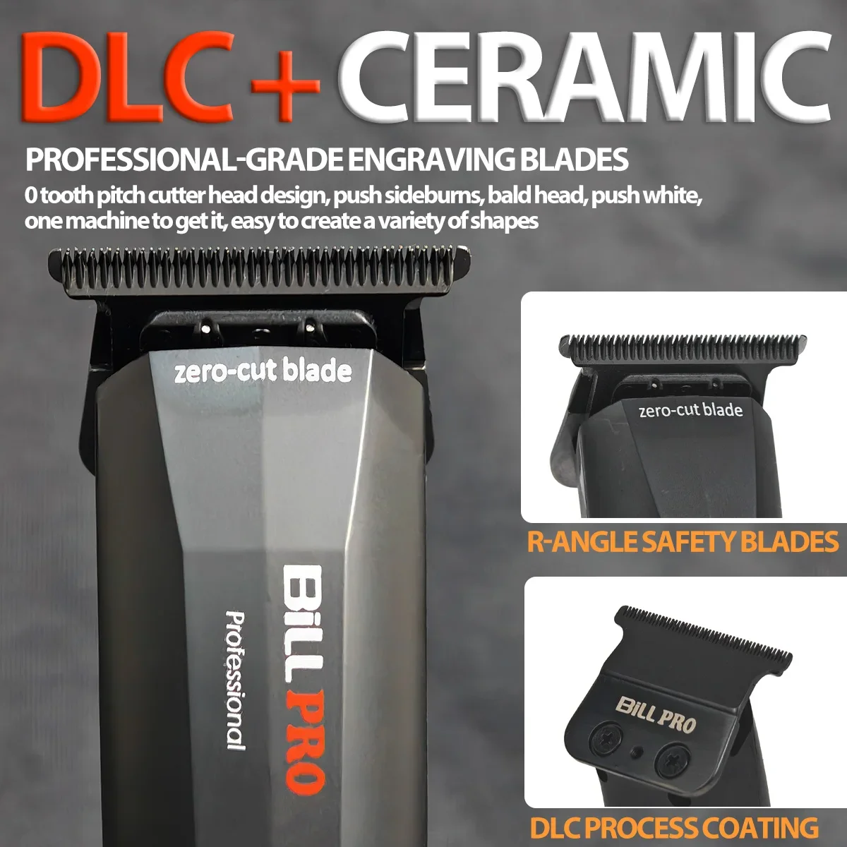 Professional BiLLPRO BL931 BL400 7500RPM DLC CERAMIC Blade Hair Trimmer Shaver High Speed Engraving Barber Zero Cut Blade Men's