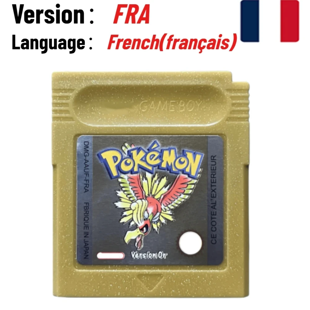 7 Stile Pokémon 16-Bit GBC Spielmodule Rot Blau Grün Gold Silber Kristall Gelb Version USA/FRA/NOE/ESP Version Englisch