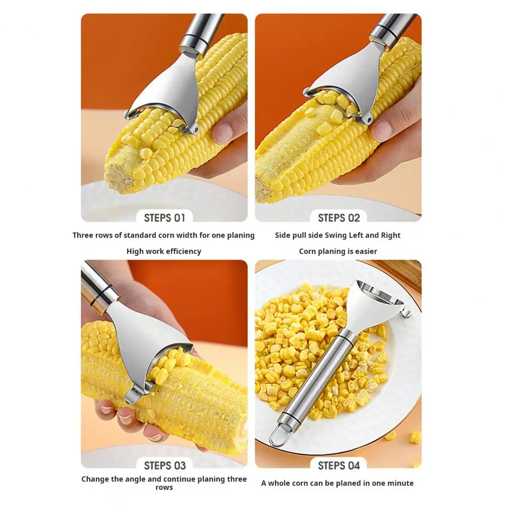 Safe Corn Stripping Tool Corn Sheller Stainless Steel Peeler Tool Sharp Edge Corn Stripping Gadget Effortless Cob Remover