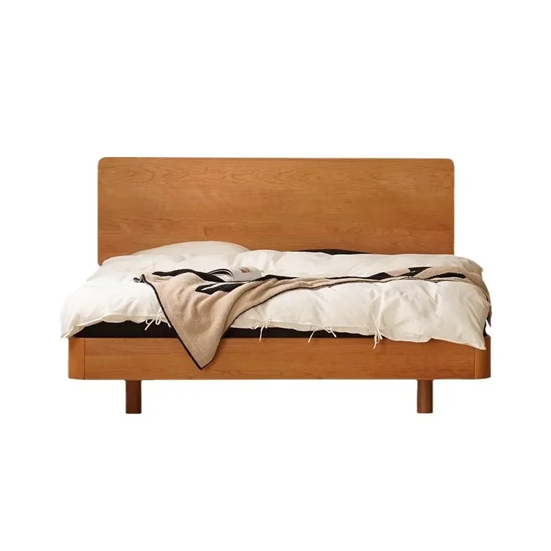 Nordic cherry wood suspension bed, Japanese simple master bedroom solid wood double bed