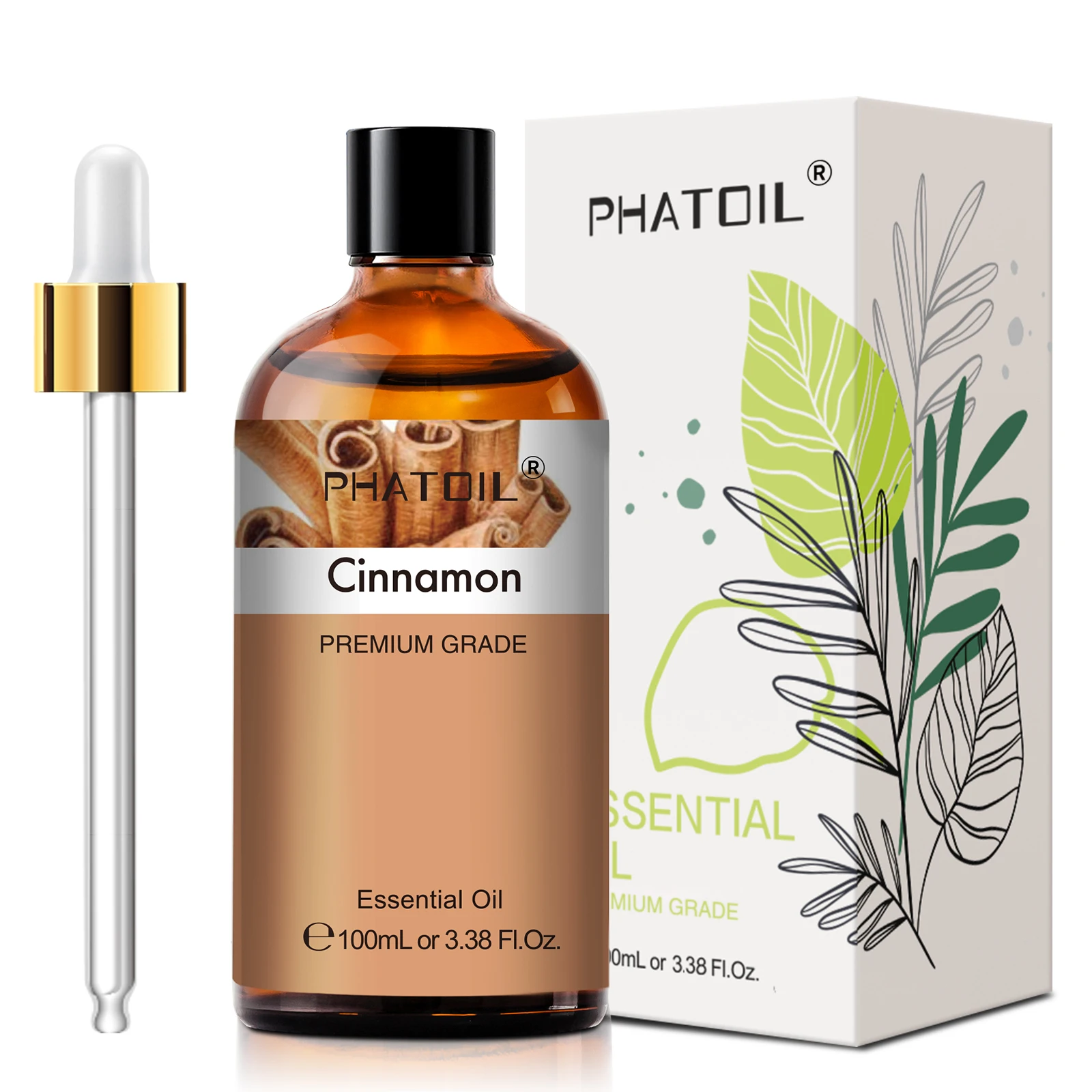 PHATOIL Premium ätherische Öle, 100 ml, Zimt, Rosmarin, Grapefruit, Ingwer, reines ätherisches Aromatherapie-Öl für Diffusor, DIY-Seife – Detail 1