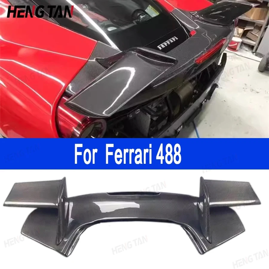 For Ferrari 488 mansory Style Carbon Fiber Tail fins Rear Trunk Spoiler Guide Wing Rear Wing Car Trunk Diverter Upgrade body kit