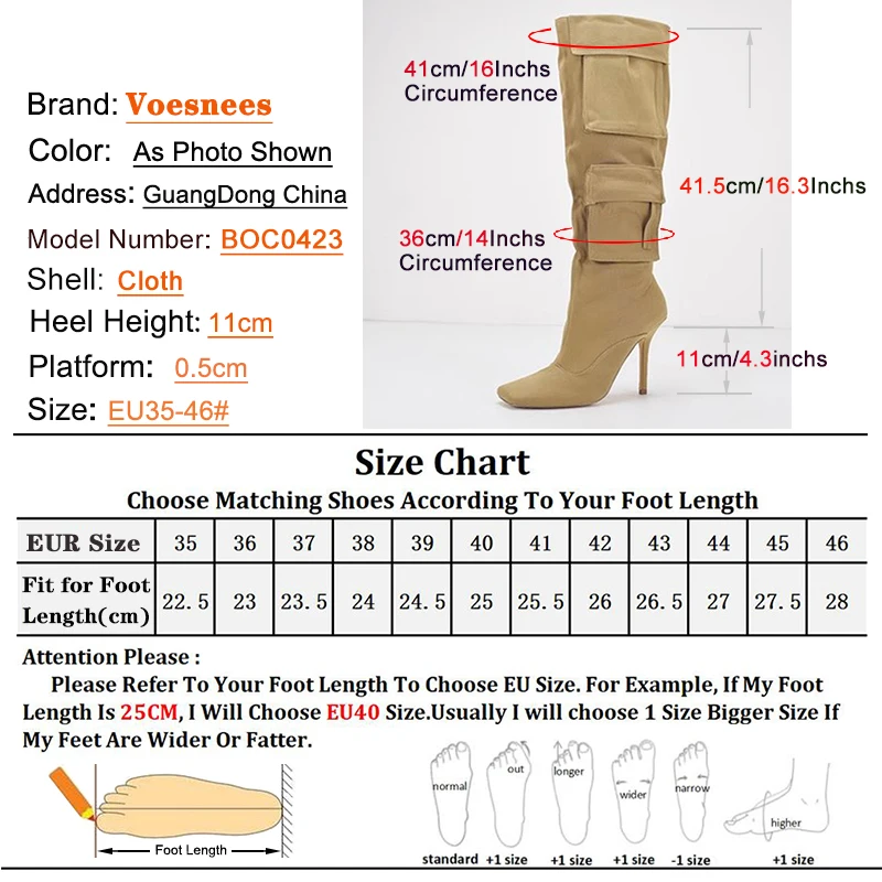 Women\'s Boots Beige Pocket Embellished Denim Fabric with Large Waistband Knee Length Boots Discounted low-priced Women\'s Shoes