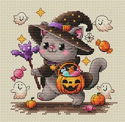 Chinese Cross Stitch Kits, Embroidery Needlework Sets, Beautiful Bee Pattern, DIY, 7-Pumpkin Cat 22-22