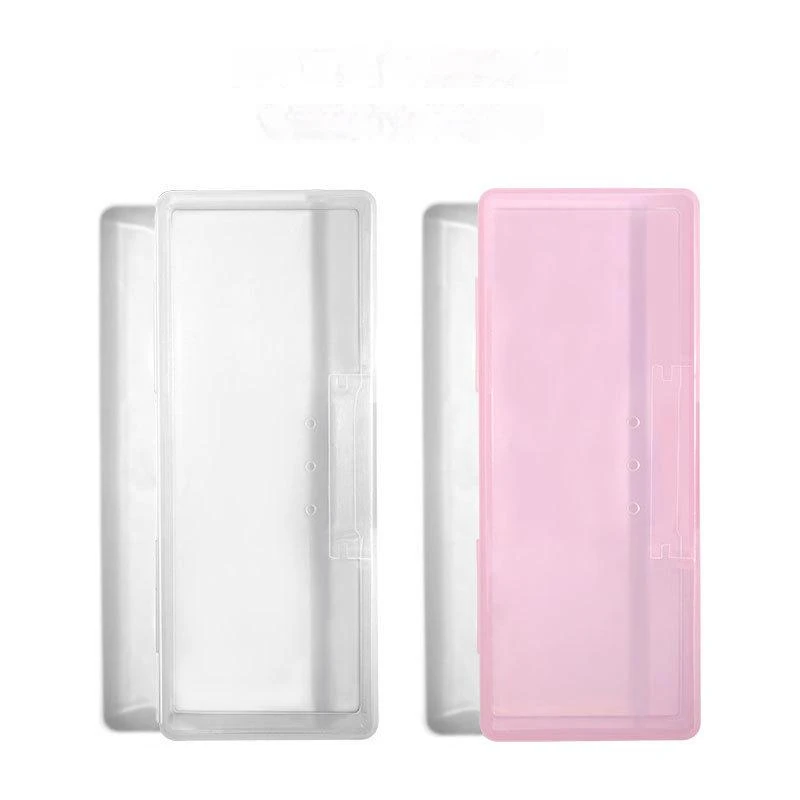 Boîte de rangement pour pièces d'ongles, rose clair, contenant en plastique cuboïde, étui d'emballage pour brosse à ongles, lime, outils de manucure