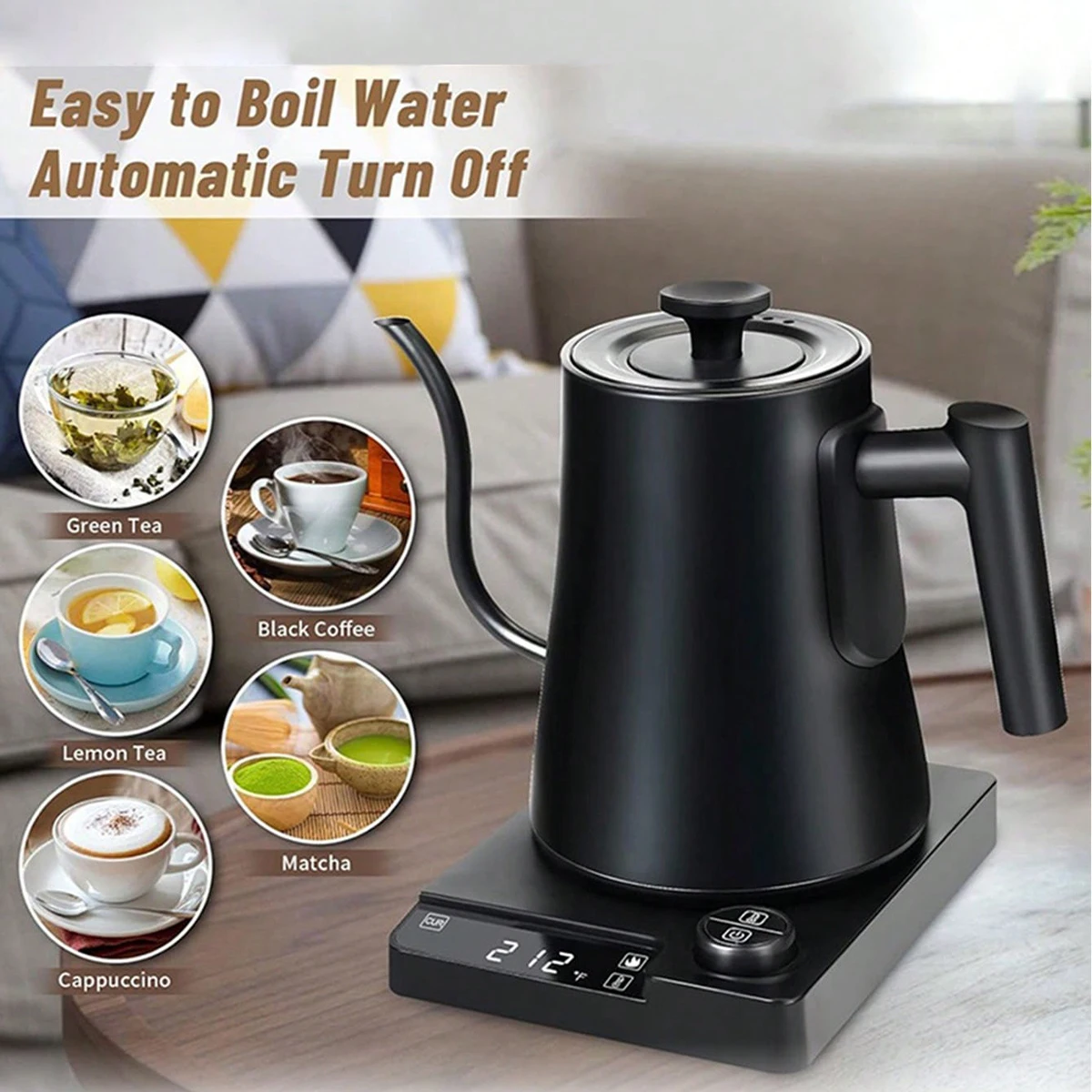 1000ml Gooseneck Electric Kettle with Temperature Control Electric Kettle for Coffee and Tea Kettle Coffee Pot