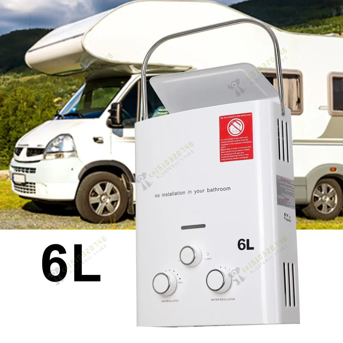 6L Propane Gas Tankless Water Heater 12KW Instant Electric LPG Hot Water Heater Boiler With Shower Head Kit For Home RV Camping