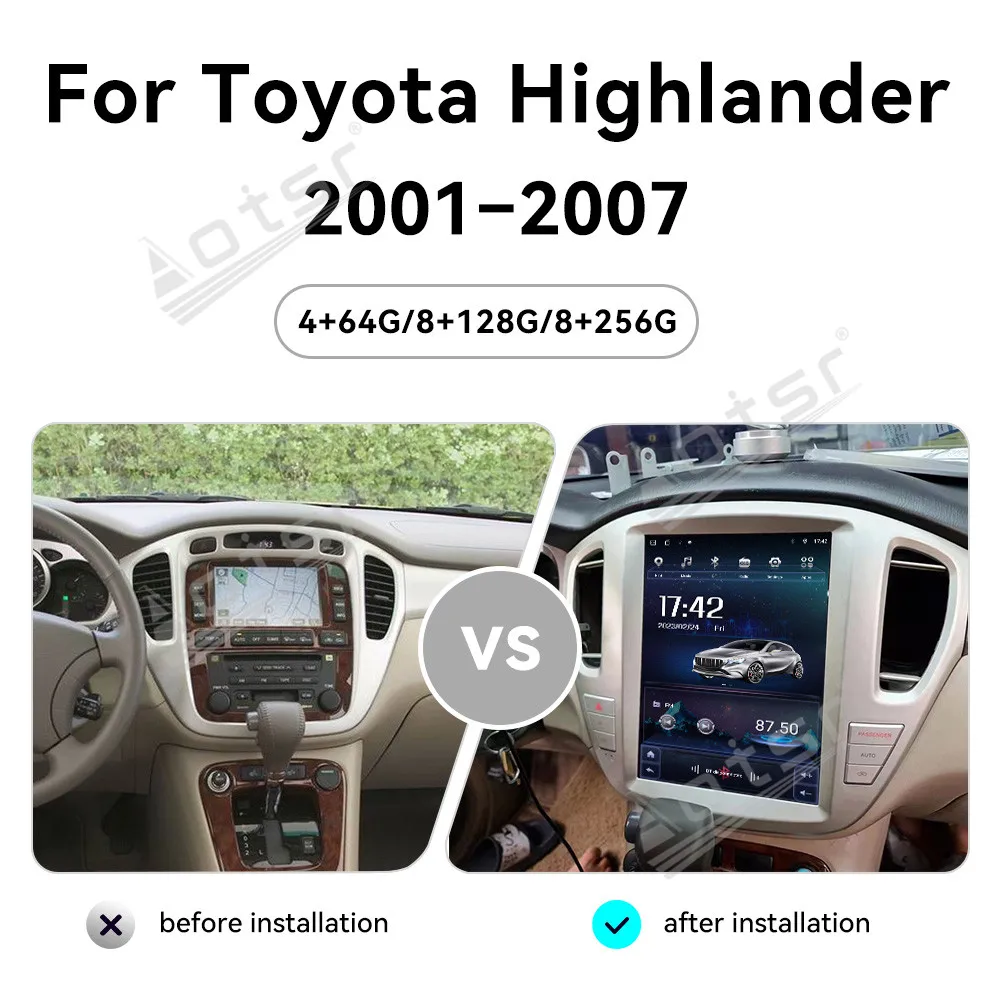 Car Multimedia Automotive Player For Toyota Highlander 2001 2002 2003~2007 Android Carplay GPS Navi Car Radio Stereo Head unit