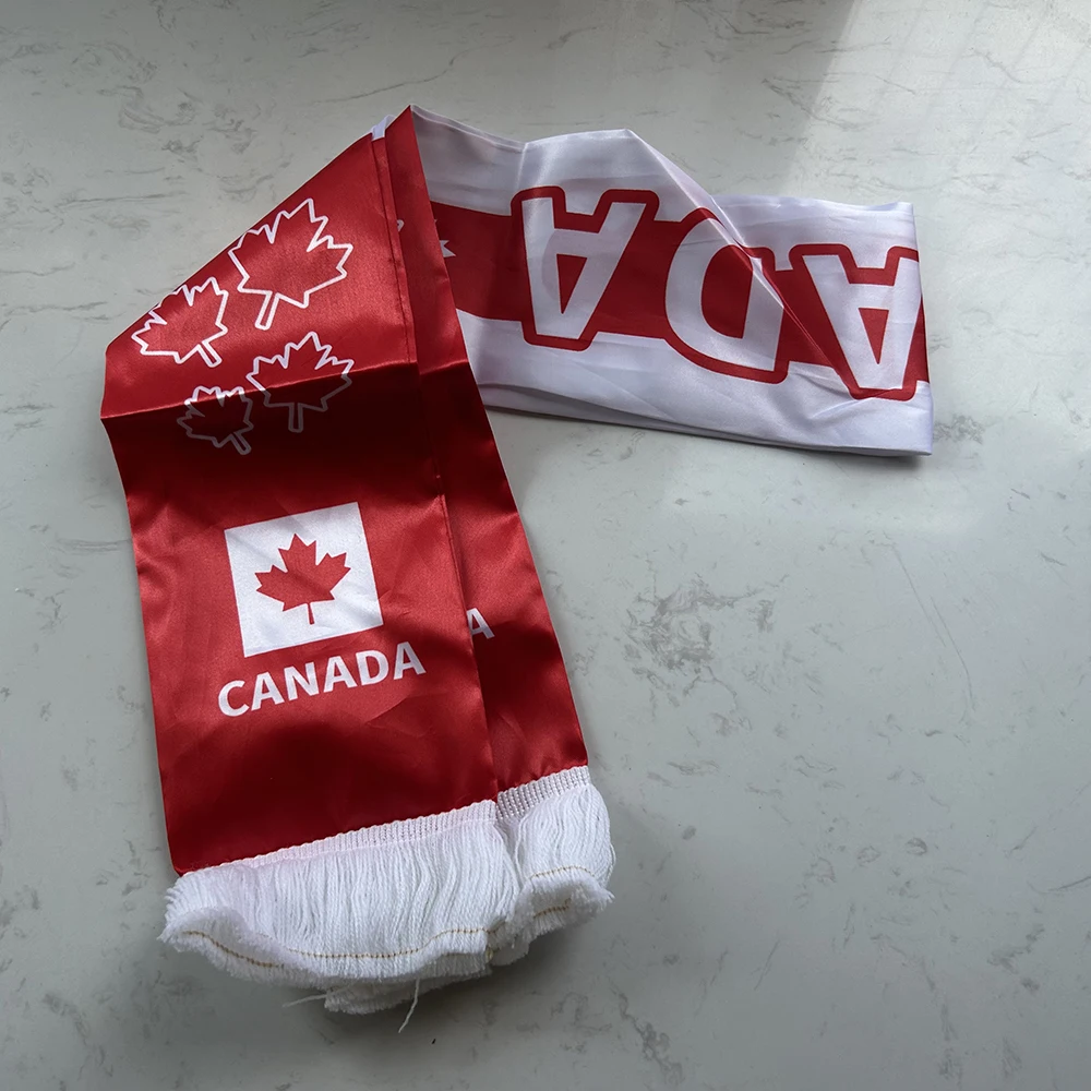 Bufanda satén bandera Canadá doble cara – Borlas para aficionados - imagen 5