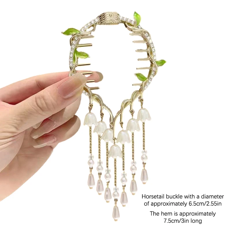 Bell Orchid Flower Hair Claw Clip Tassel Pill Head Ponytail Buckle Hair Clip Women Hairpin Barrette Hair Accessories