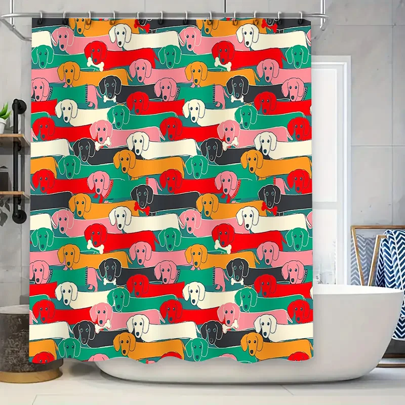 

Милая такса, собака, занавеска для душа, водонепроницаемый фермерский дом, набор декора для ванной комнаты, винтажный подарок для любителей домашних животных, домашний декор