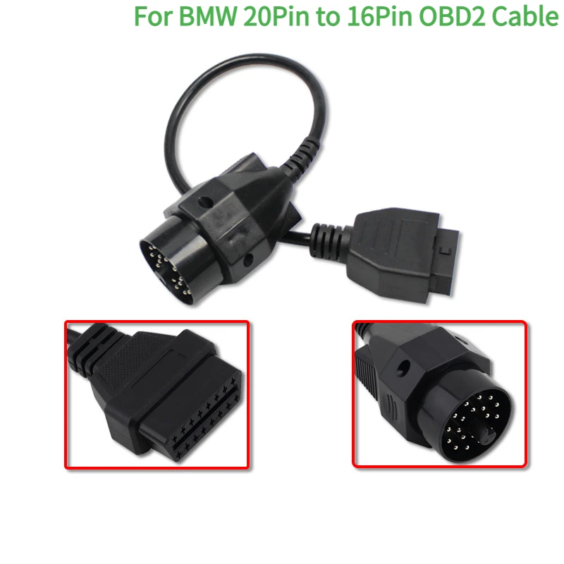 Nowy przedłużacz OBD2 Adapter OBDII dla BMW 20pin do 16-pinowego złącza żeńskiego E36 E39 X5 Z3 dla BMW 20pin do 16PIN linia kablowa