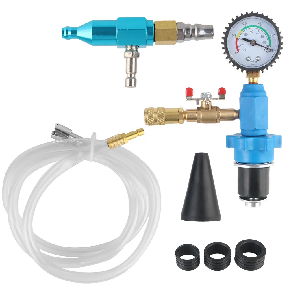 

Hand Filling Tools With Vacuum Pressure Gauge Car Coolant Refuel Hose Rubber Bushes Set Cooling System Antifreeze Fluid Refill
