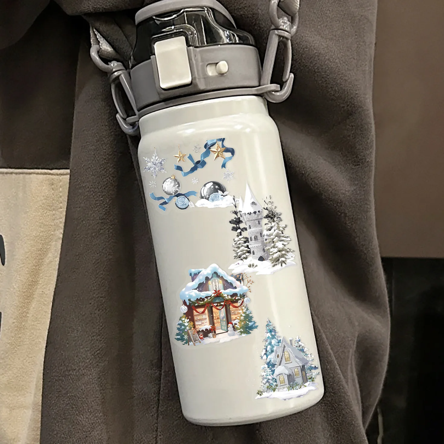 10/50PCS Cartoon Painted Winter Sticker DIY Transparent PET Decoration Mobile Phone Case Notebook Water Cup Toy Gift Sticker