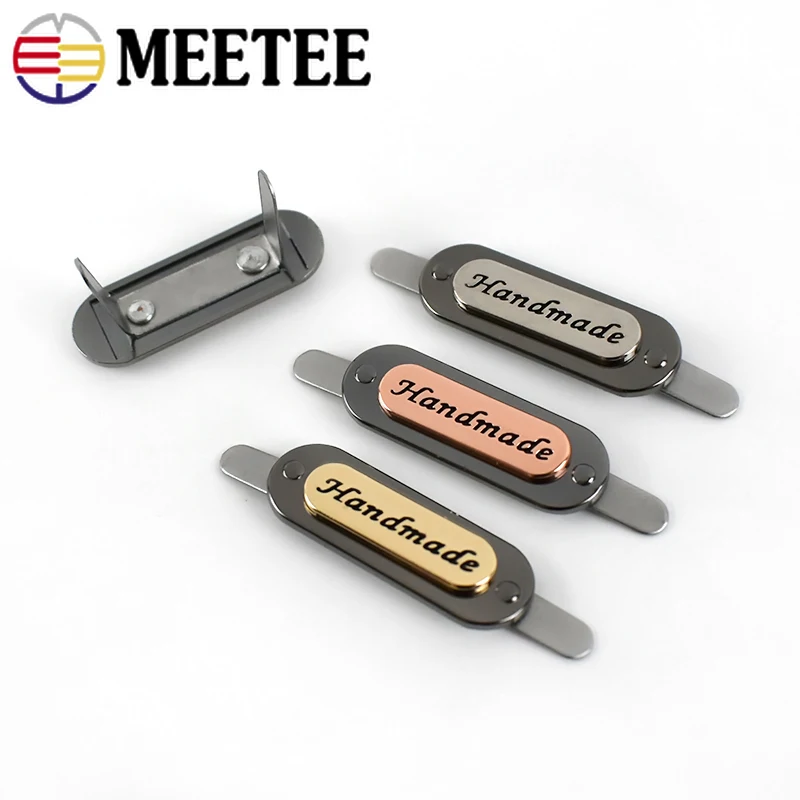 Etiquetas de Metal para bolsos, hebillas decorativas hechas a mano para monedero, accesorios de costura, 35x12mm, BK113, 10, 20, 30 unidades