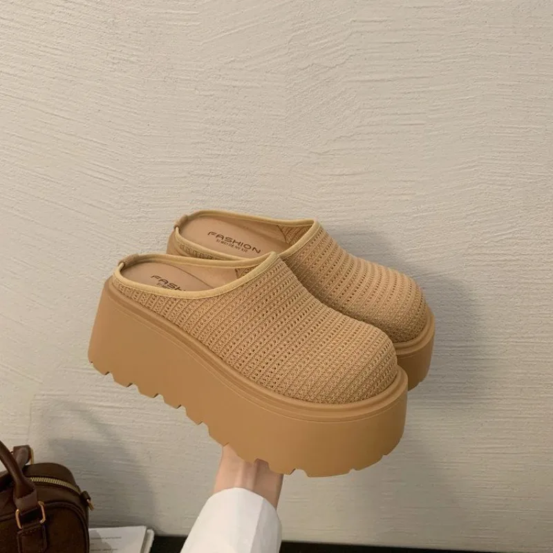 

Women's Thick Sole Closed Toe Mules Summer Outdoor Slip-On Shoes with Mesh Upper New Arrival Stylish Trendy for Dress Matching