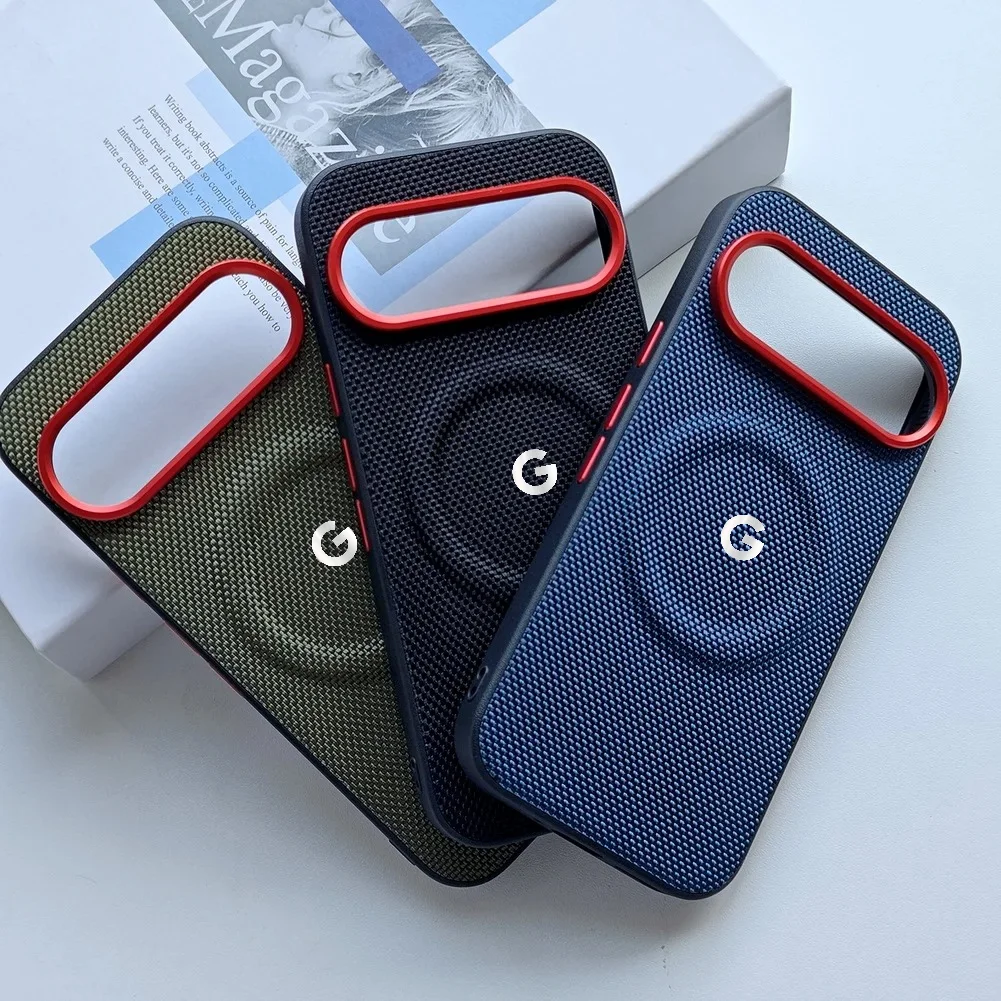 Google Pixel 9 Pro - Casing Ponsel Magnetik Tekstur Kain Mewah