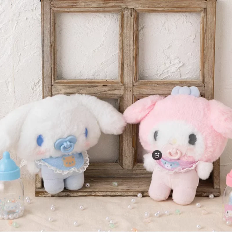 Genuine Sanrio Baby Bottle Doll Box Set Hello Kitty Cinnamoroll Melody Plush Model Kawaii Dolls Interior Decoration Girls Gift