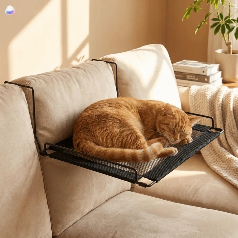 Pet Nest Breathable Mesh Cat Window Hammock Stable No-punching Pet Window Perch Folding Durable Cat Sunbathing Bed Balcony view 5