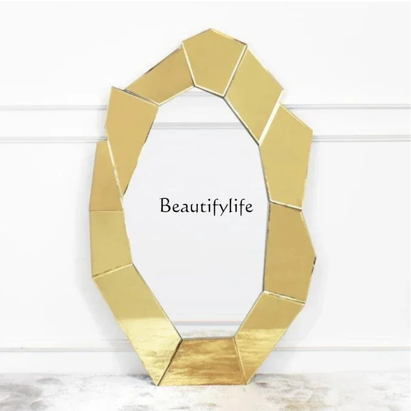 Golden dining edge creative desktop floor-to-ceiling simple art three-dimensional dressing decorative mirror butterfly wash