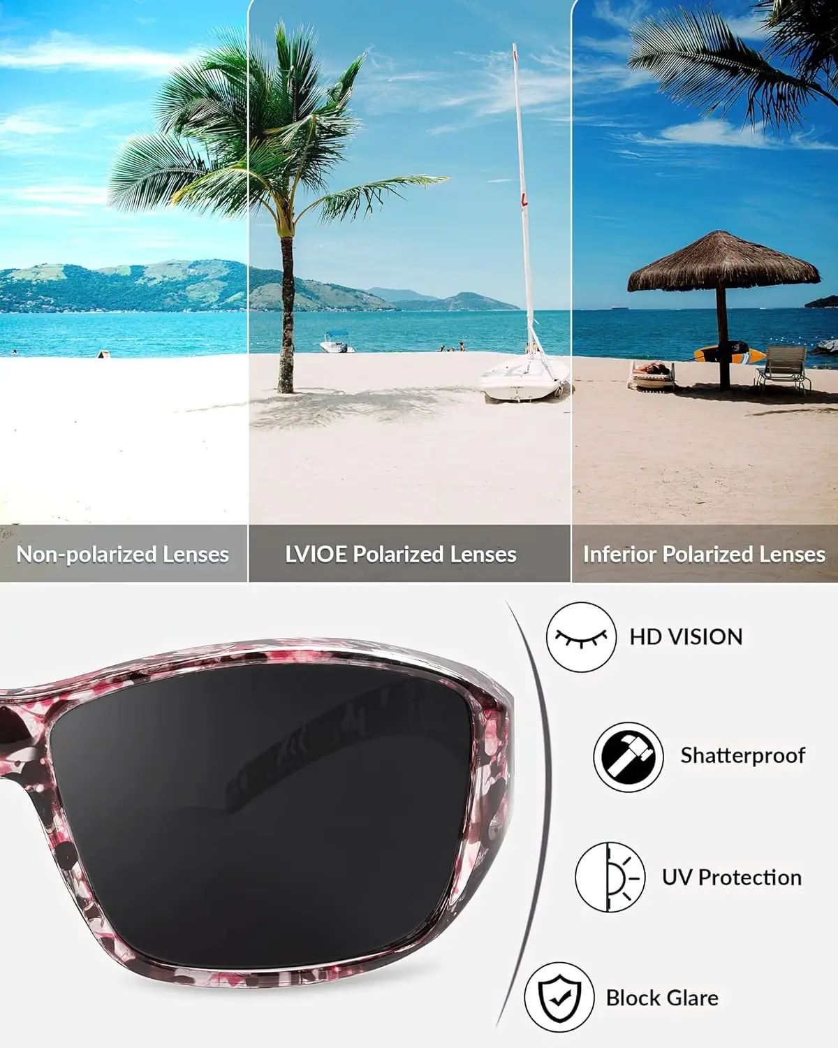 LVIOE Polarized Fit Over Glasses Sunglasses for Men Women to Wear Over Prescription Glasses with UV Protection LS024