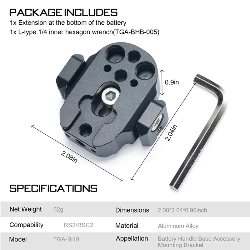 A25P TGA-BHB Battery Handle Base Accessory Mounting Bracket For DJI Ronin RS2 RSC2 RS3 RS3 Pro RS4 RS4 Pro