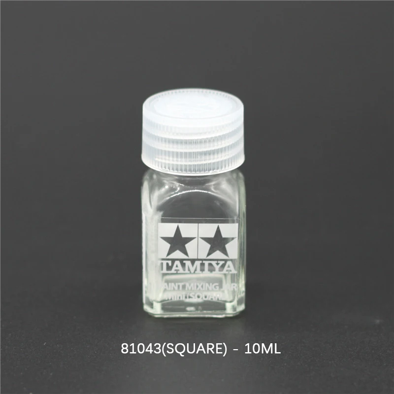 TAMIYA 81043/81044 10ML Mini Paint Mixing Jar Square/Round Glass Empty Bottle Model Finishes Spare Bottle Hobby Craft Accessory