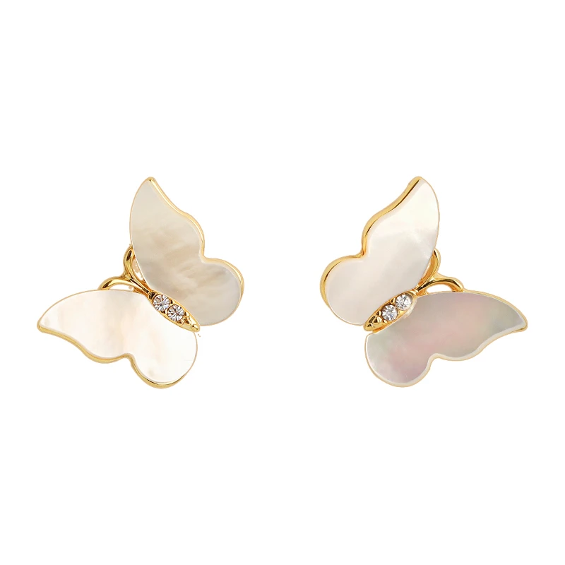 

Gentle White Fritillary Butterfly Earrings Fairy Light Luxury Premium Earrings Small and exquisite