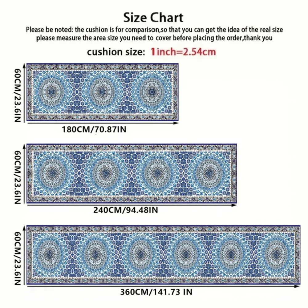 VIKAMA Retro Corridor Carpet, Washable Non-Slip Long Kitchen Rug, Indoor Entrance Mat, Bedroom Carpet for Home Decoration