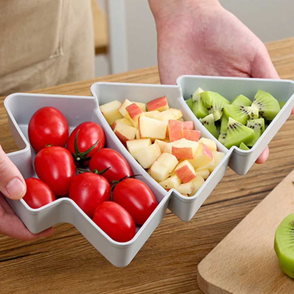 

2pcs Christmas Tree Shape Fruit Plates Plastic Multifunction Snack Holder Reusable Moisture Resistant Food Safe Fruit Serving