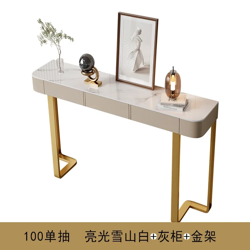 Luxury Glossy Console Table For Hallway Living Room Slate Porch Side High-quality Drawer Cabinet Home Furniture 80/100/120