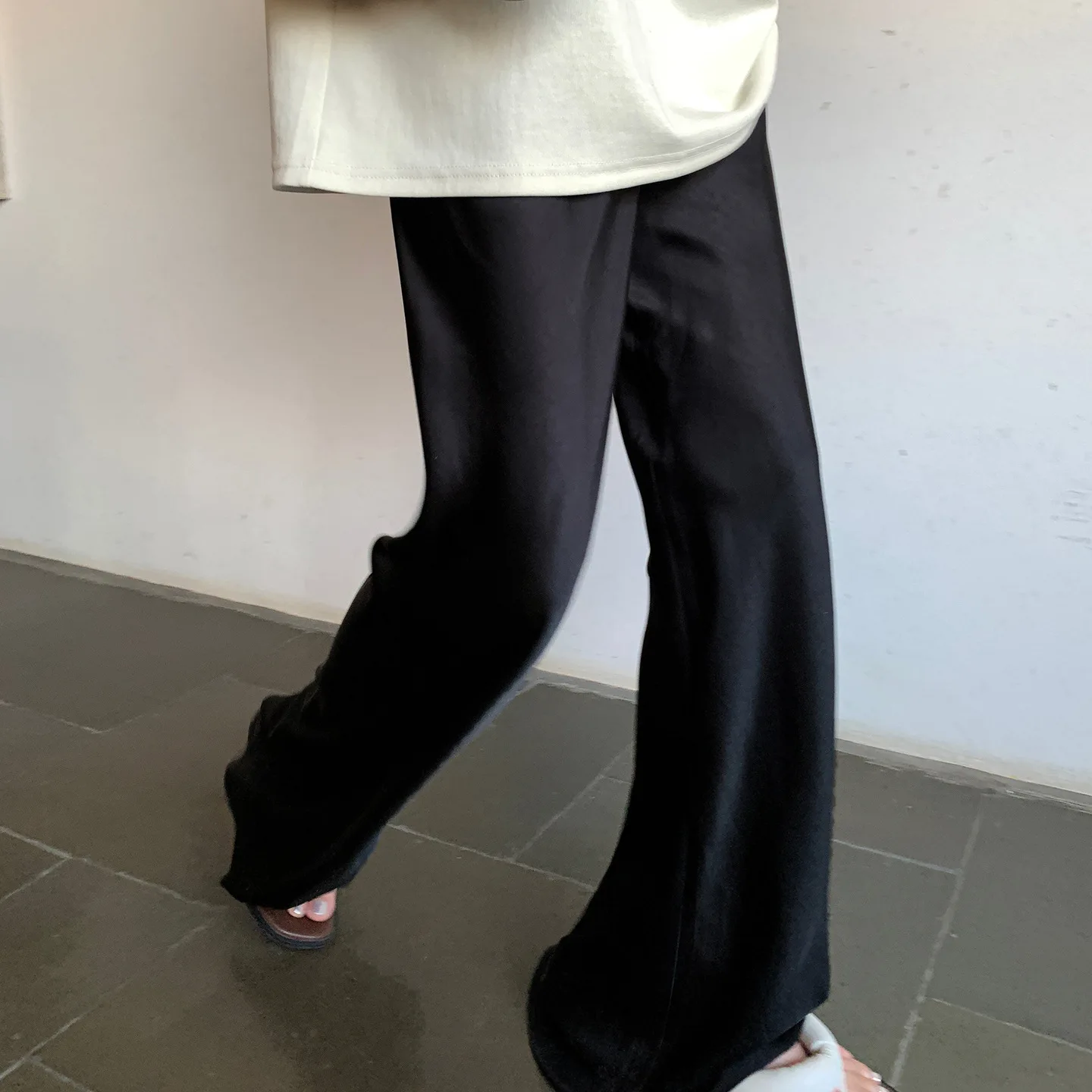 XIZOU Satin Wide Leg Pants Long Floor Casual Pants Women's Summer Party Vacation Travel Festival