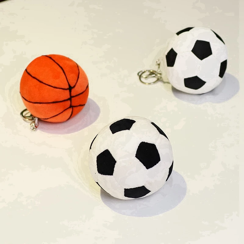 Plush Stuffed Futebol Keychain, Toy bola macia, pingente, basquete Keychain, macio, bonito, futebol, presentes, 9 centímetros