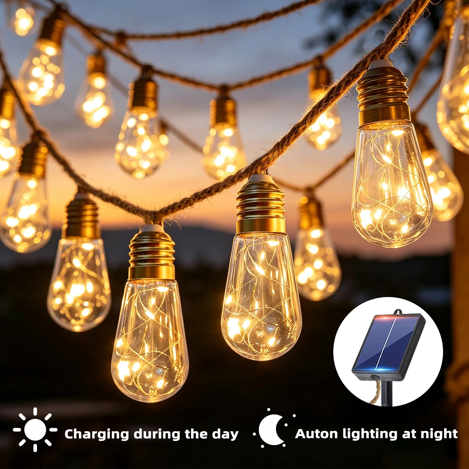 1pack solar retro hemp rope st - огляд і ціна Pendant Lighting Christmas Decor