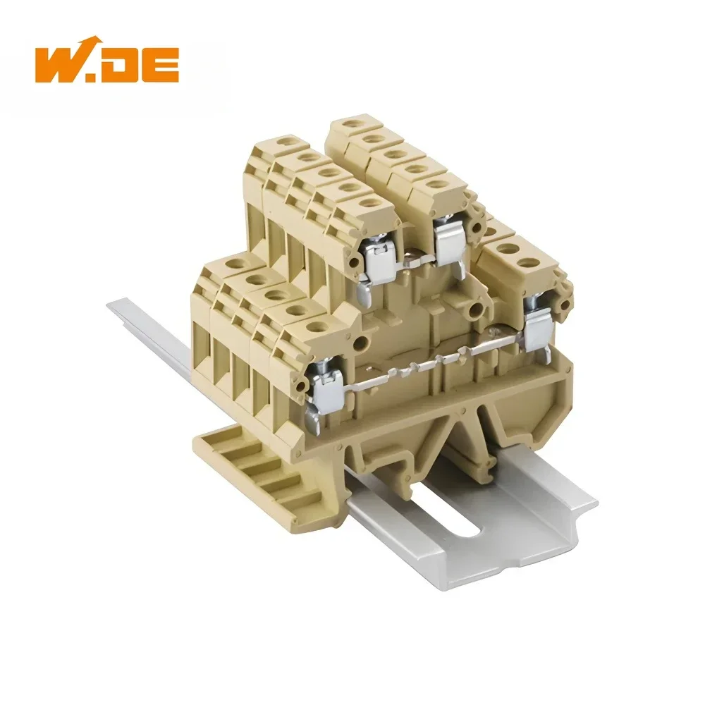 10 Pcs DK-4Q/35 Din Rail Wire Conductor Connector Feed Through Double Tier Terminal Block Multi Conductor