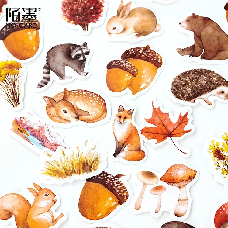 Autumn forest animals Decoration Adhesive Stickers Diy Cartoon Stickers Diary Sticker Scrapbook Kawaii Stationery Stickers