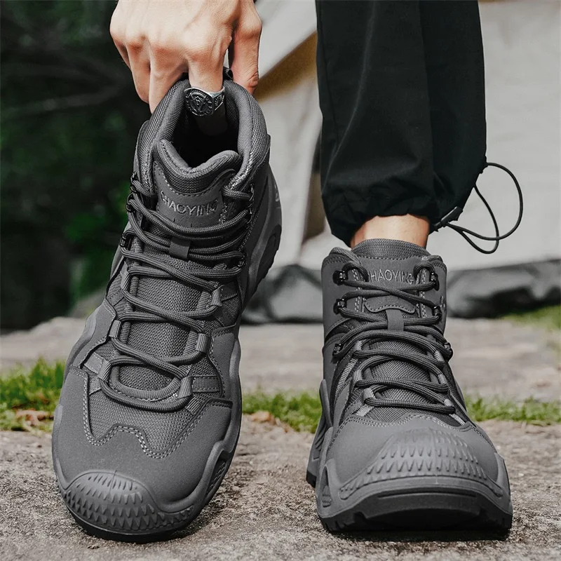 Men's Combat Boots Fashion Leisure Sports Boots Outdoor Non Slip Hiking Shoes Desert Ankle Boots for Men Tactical Training Botas