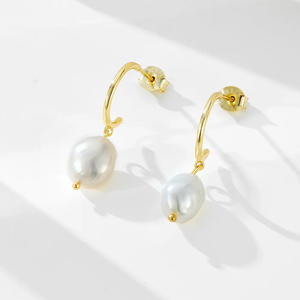 Withered S925 Sterling Silver Irregular Freshwater Pearl Earrings Earrings Earrings Women's Ear Accessories