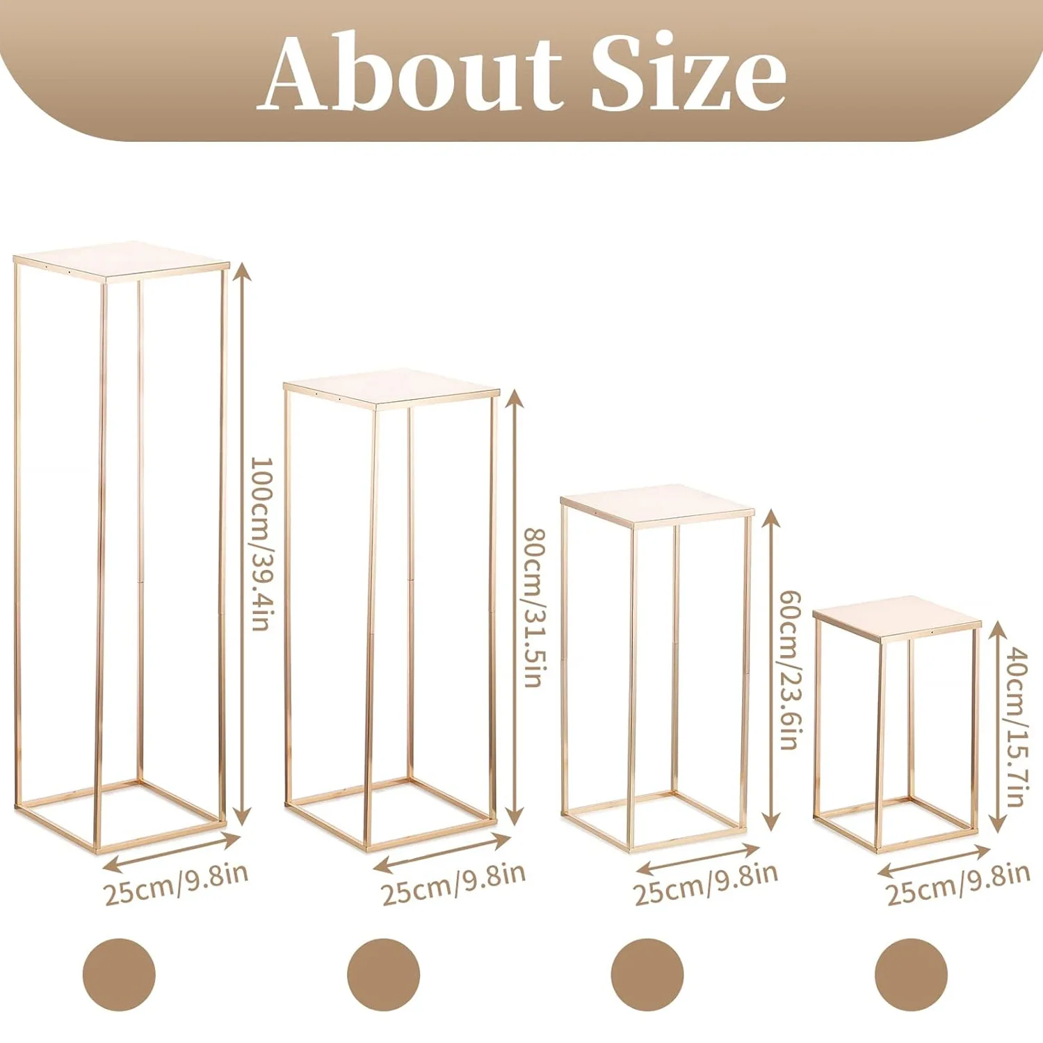 Wedding golden geometric road guide square prop shelf wrought iron square frame flower column wedding arrangement