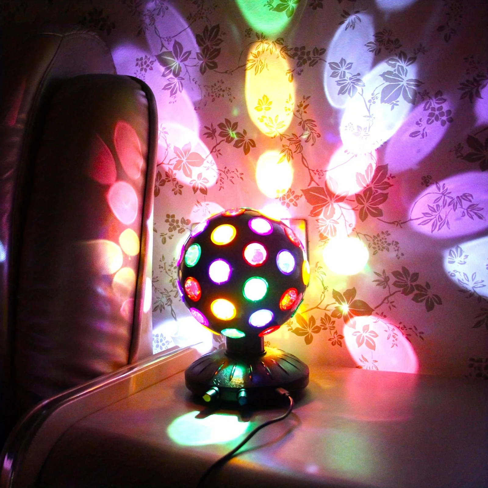 360° Rotary Speed/Brightness Adjustable Spinning Disco Ball LED Night Light, DJ Light Projector