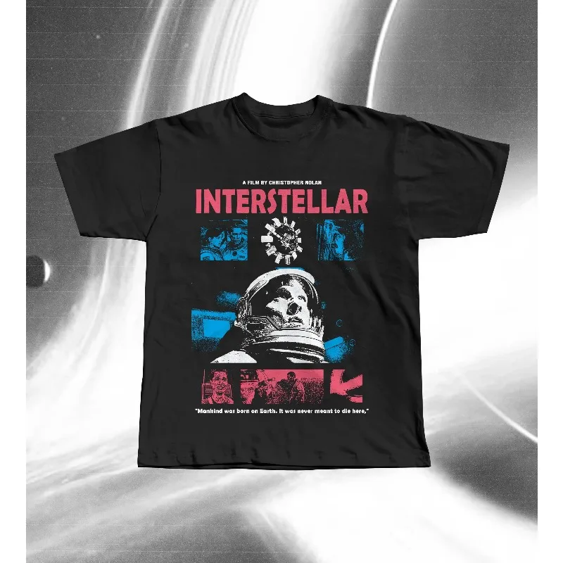 Interstellar Movie Pattern T-shirt | Christopher Nolan Sci-fi Space Men's T-shirt Summer New Unisex High Street T-shirt