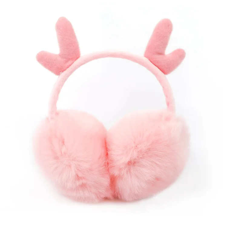 

Korean version of new deer antler plush earmuffs for winter warmth, fashionable and stretchable anti rabbit hair earmuffs for