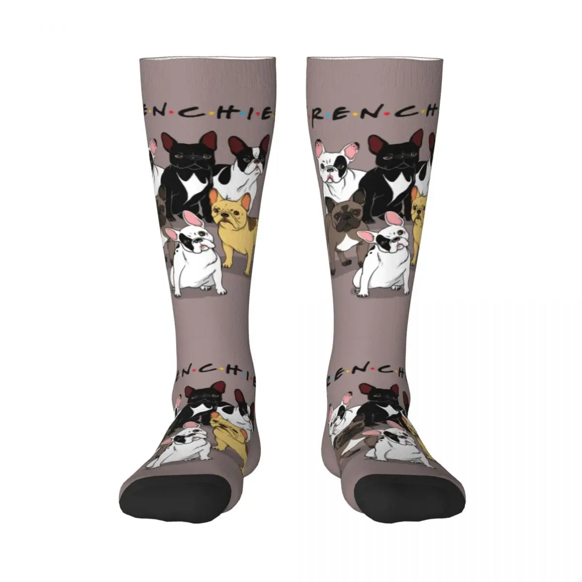 Funny Frenchies French Bulldog Women Athletic Stockings Fashion 3D Printing Dog Animal Outdoor Sport Thigh Knee High Socks