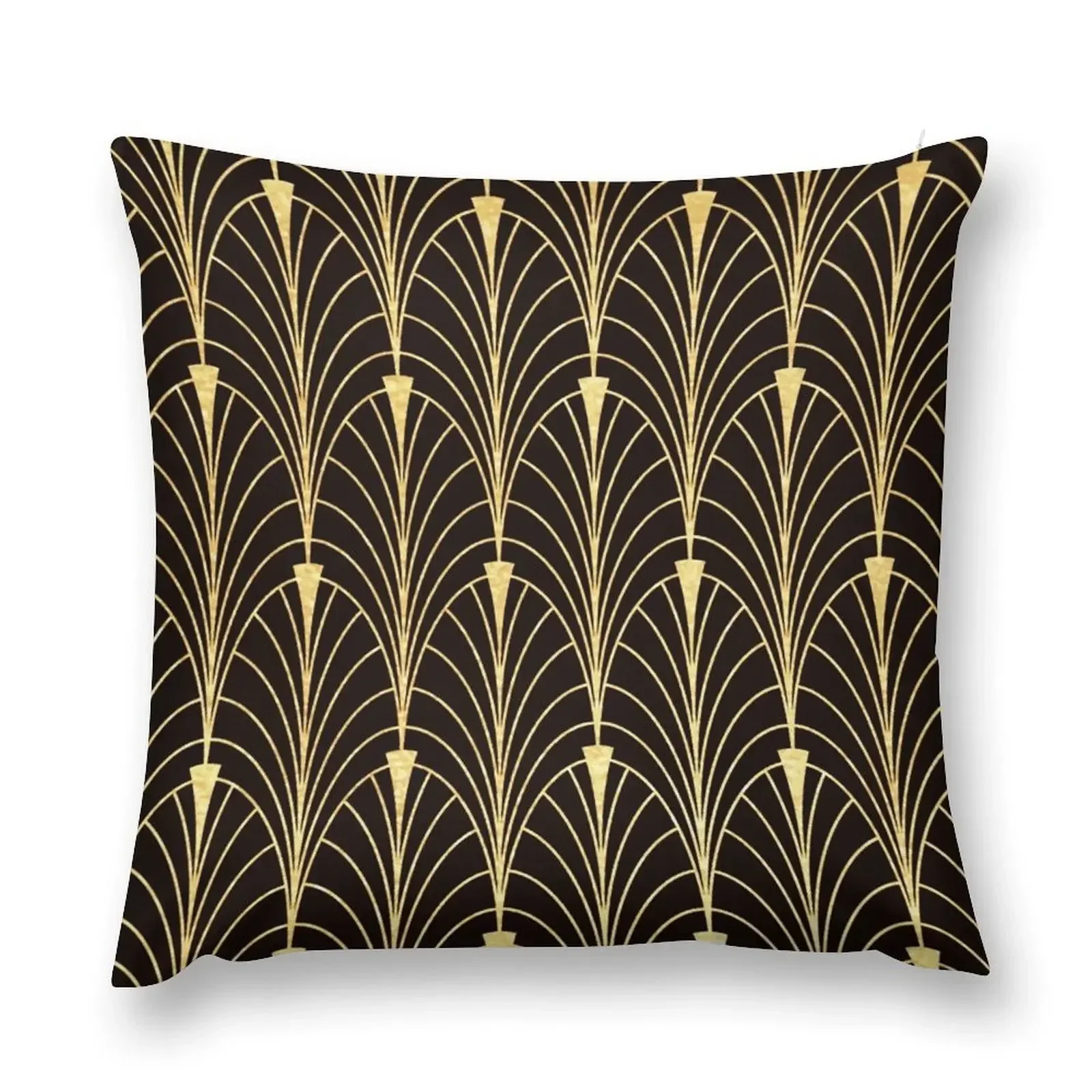 Sophisticated Glitzy (Faux) Gold Art Deco Pattern Throw Pillow Custom Cushion Photo Sofa Cushions pillow