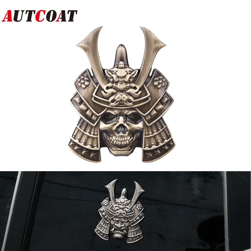 

AUTCOAT 1Pcs Metal Warrior 3D Car Sticker Decal Head Car Side Fender Rear Trunk Emblem Badge Sticker Decals for Car, Motorcycle