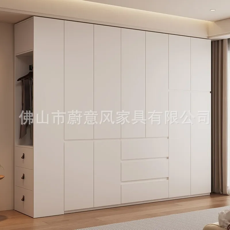 Warm white oak solid wood wardrobe bedroom household cabinet FAS grade baby can be assembled wardrobe in large capacity