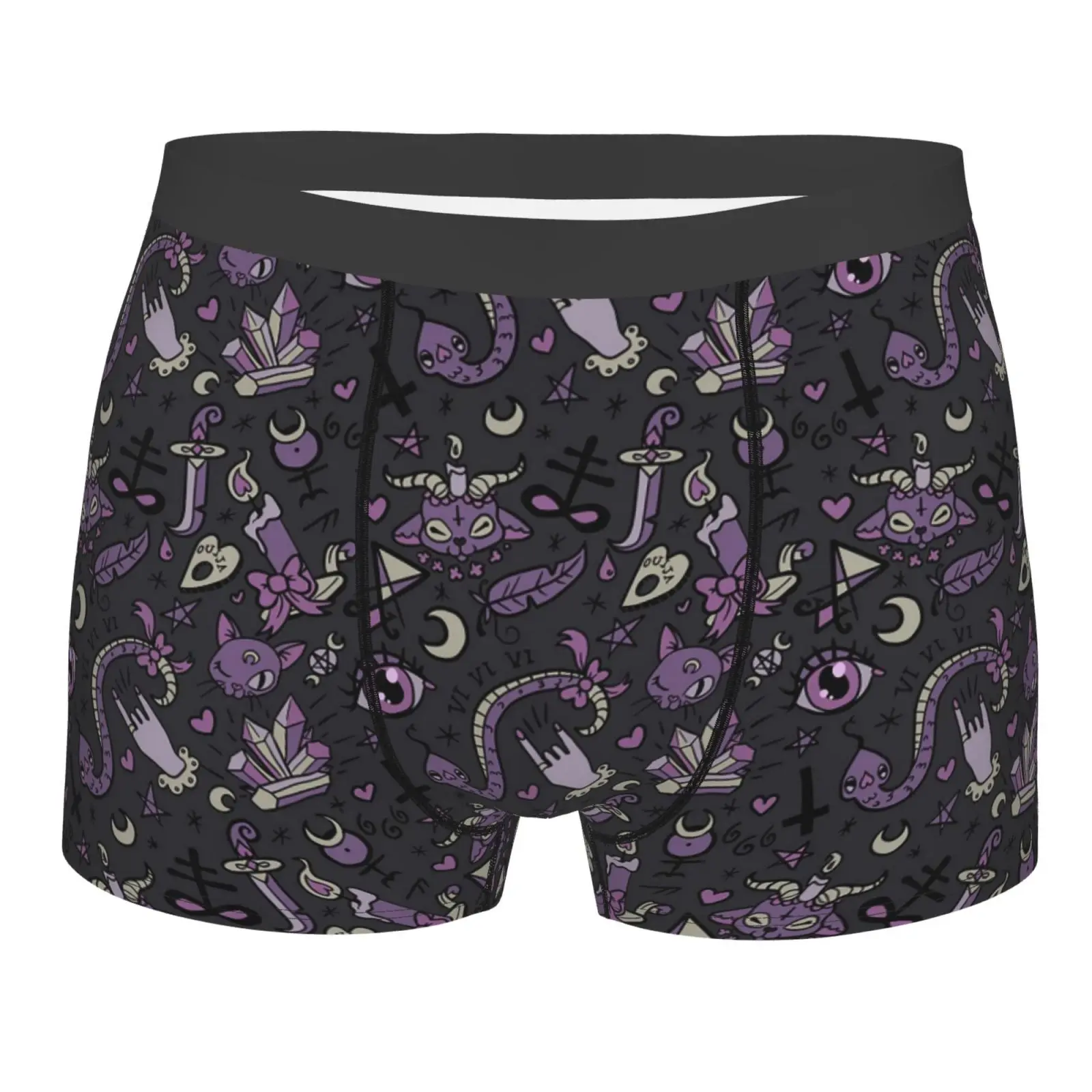 

Magic Goth Spooky Gray Purple Black Underwear Men Breathbale Boxer Briefs Shorts Panties Soft Underpants for Homme